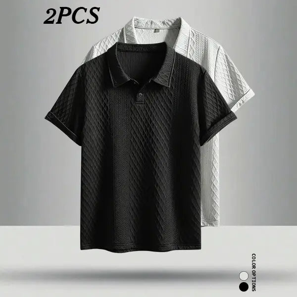 3-Pack men‘s summer outdoor casual jacquard polo shirts—the textured fabric resists shape distortion, and the traditional lapel is perfect for business meetings and everyday shopping/casual wear.