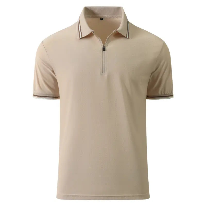 Zaitun Men's Zippered Front Polo Shirt - Short-Sleeve Knit, Classic Fit, Smart Casual Menswear Top (Multi-Size Available)