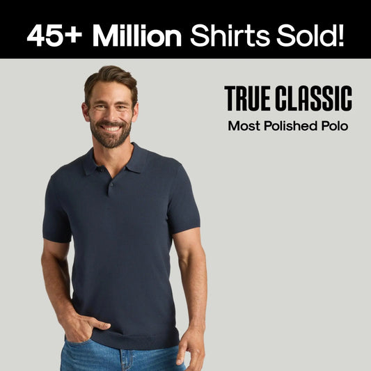 True Classic Men's Dressy Short-Sleeve Knit Polo Sweater - Menswear with Viscose-Polyester Breathable Fabric, Stretch, Moisture-Wicking & UPF 30