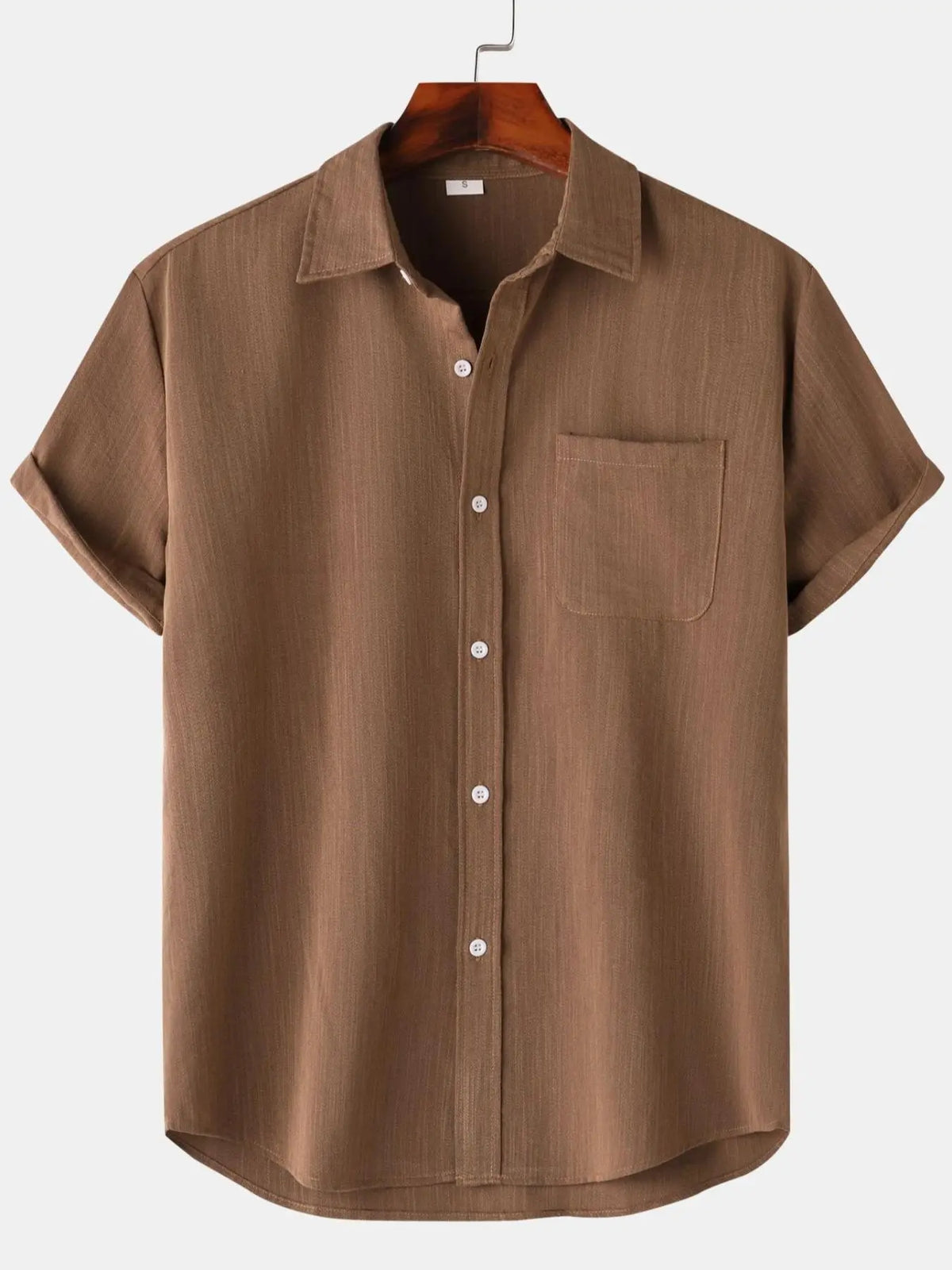 Men's Linen Short Sleeve Shirt, Casual Classic Button Front Plain Solid Color, Ideal for Daily Wear and Special Occasions, Easy Care and Comfortable Fit