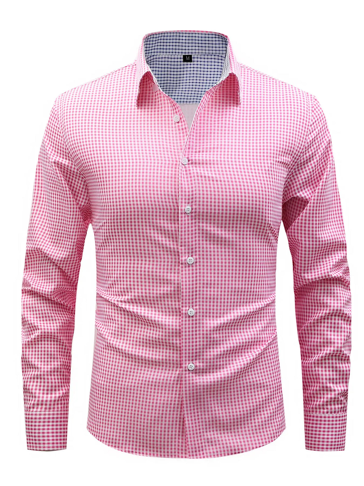 Men’s 3-Pack Plaid Long Sleeve Shirts - Buttoned Front, Small Checkered Print, Wrinkle-Free Breathable Fabric, Business Casual Commuter Tops, Blue Checkered Print Men’s Casual Shirts, Plaid with Class