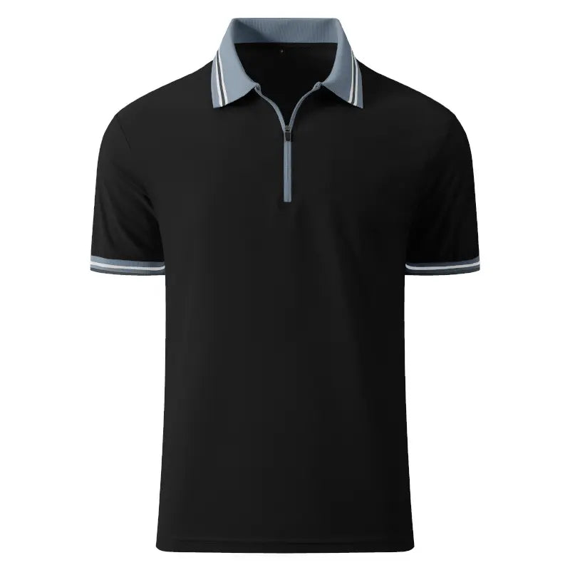 Zaitun Men's Zippered Front Polo Shirt - Short-Sleeve Knit, Classic Fit, Smart Casual Menswear Top (Multi-Size Available)