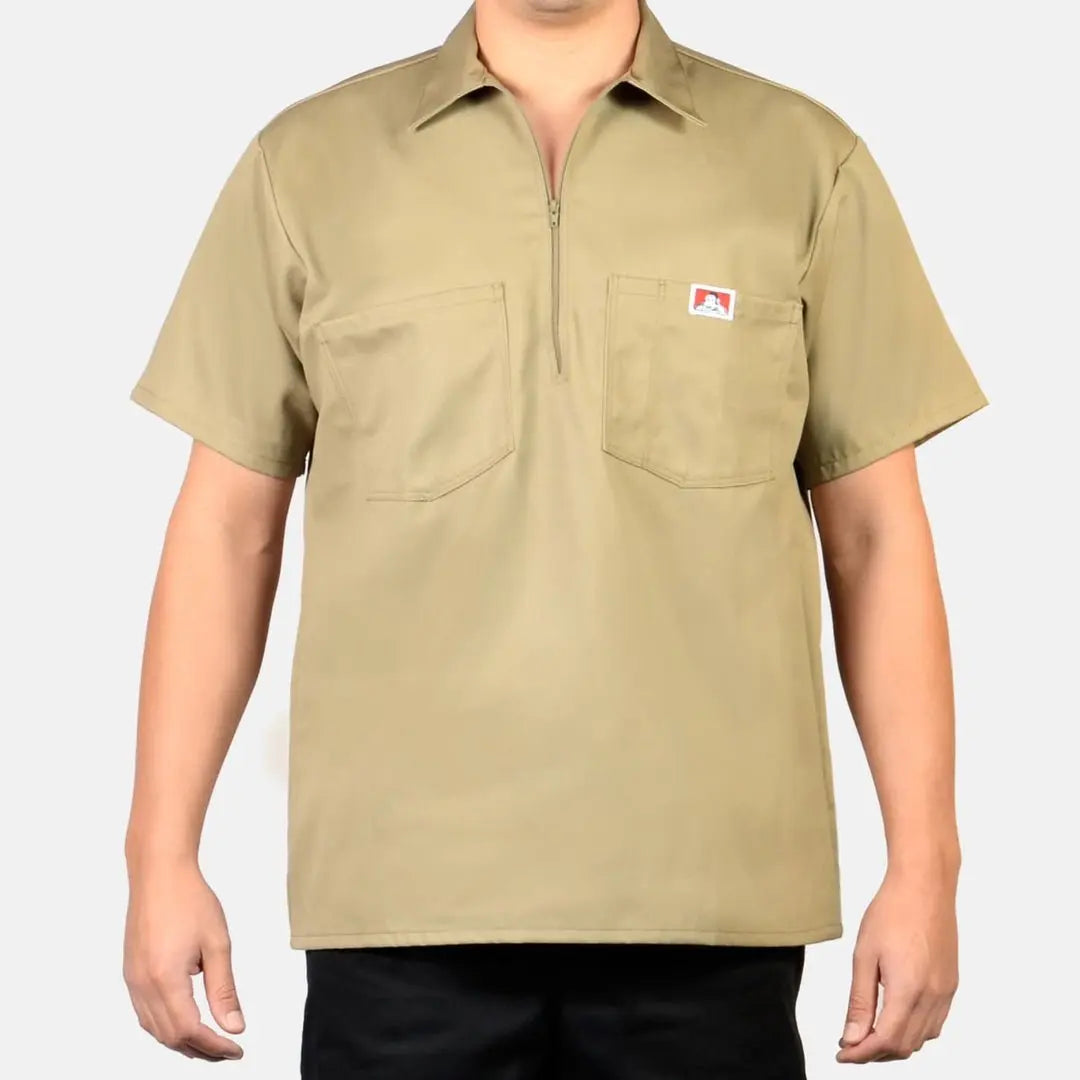 Ben Davis Men's Original Plenty Tough Fabric Plain Workwear Shirt - Short Sleeve, Half-Zip Neck, Chest Pockets with Pencil Pouch, Built for Work, Workwear Ready, Easy Movement, All-Season Casual Top (Up to 3XL)