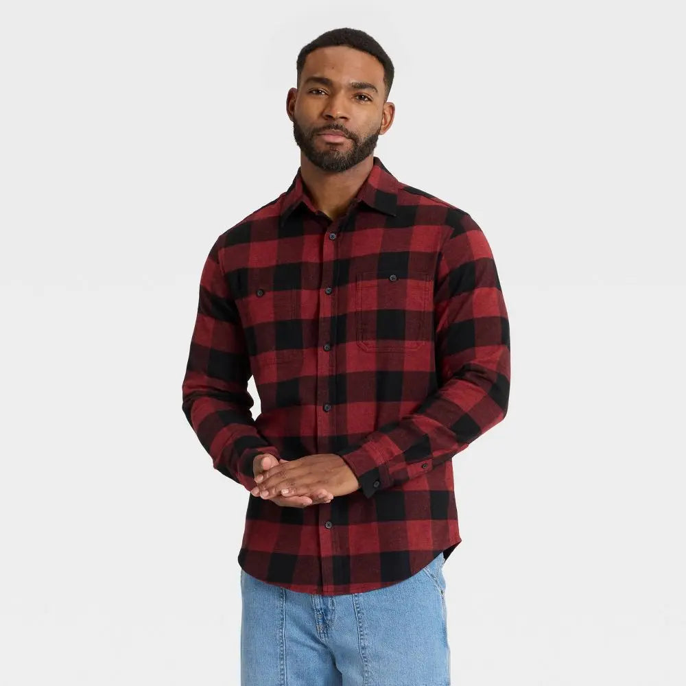 Men's Vintage Mid-Weight Long Sleeve Flannel Shirt - Goodfellow & Co