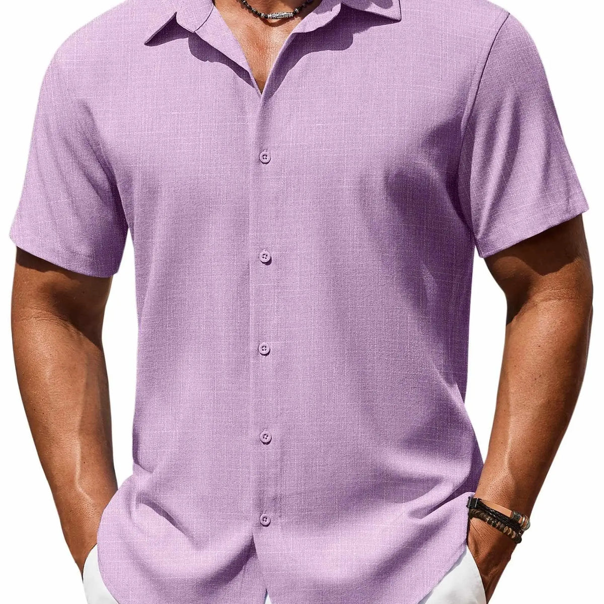 COOFANDY Mens Button Down Shirt Short Sleeve Casual Shirts Beach Summer Linen Shirts Wedding Vacation Shirt