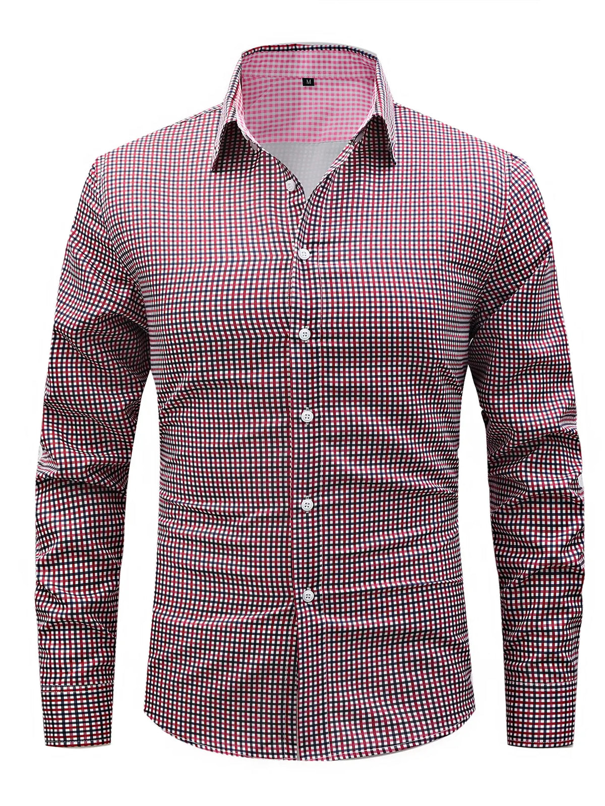 Men’s 3-Pack Plaid Long Sleeve Shirts - Buttoned Front, Small Checkered Print, Wrinkle-Free Breathable Fabric, Business Casual Commuter Tops, Blue Checkered Print Men’s Casual Shirts, Plaid with Class