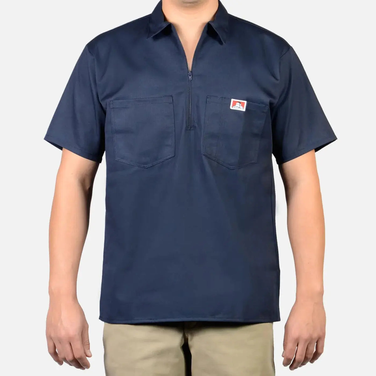 Ben Davis Men's Original Plenty Tough Fabric Plain Workwear Shirt - Short Sleeve, Half-Zip Neck, Chest Pockets with Pencil Pouch, Built for Work, Workwear Ready, Easy Movement, All-Season Casual Top (Up to 3XL)