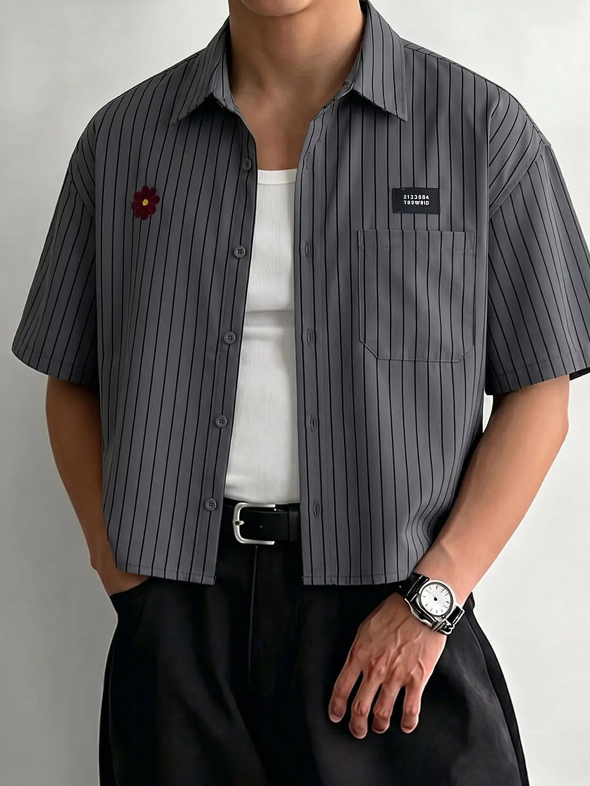 INCERUN Men's Fashion Short Sleeve Casual Floral Shirt, Comfortable Daily Wear, Summer Men's Shirt, Floral Print Shirts