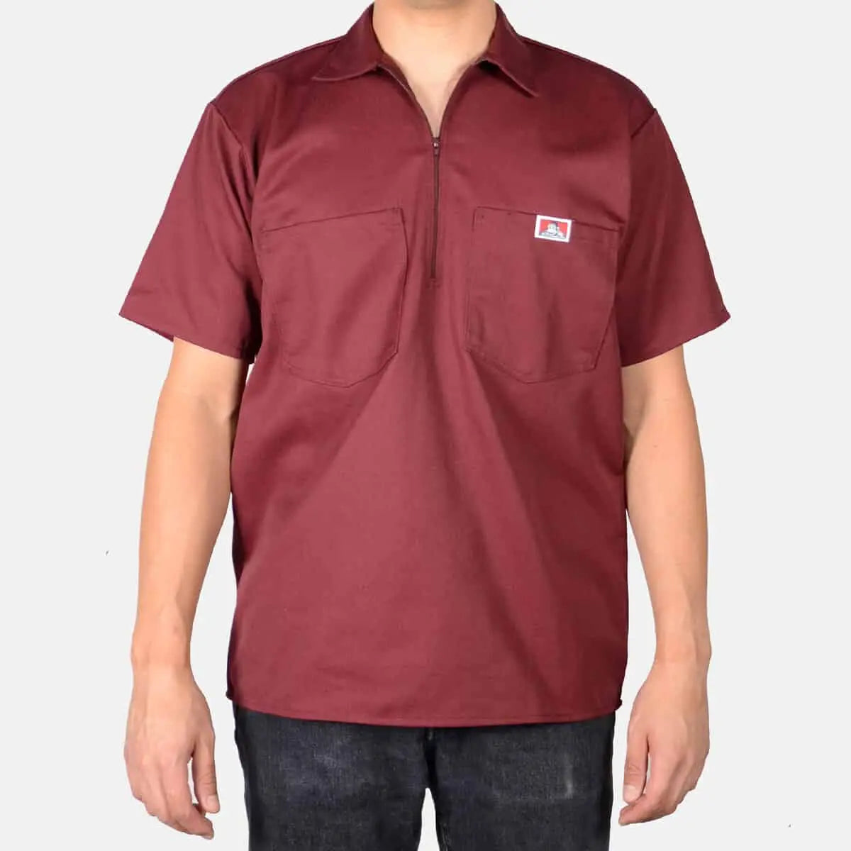 Ben Davis Men's Original Plenty Tough Fabric Plain Workwear Shirt - Short Sleeve, Half-Zip Neck, Chest Pockets with Pencil Pouch, Built for Work, Workwear Ready, Easy Movement, All-Season Casual Top (Up to 3XL)