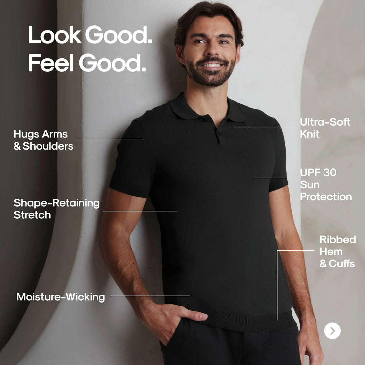 True Classic Men's Dressy Short-Sleeve Knit Polo Sweater - Menswear with Viscose-Polyester Breathable Fabric, Stretch, Moisture-Wicking & UPF 30