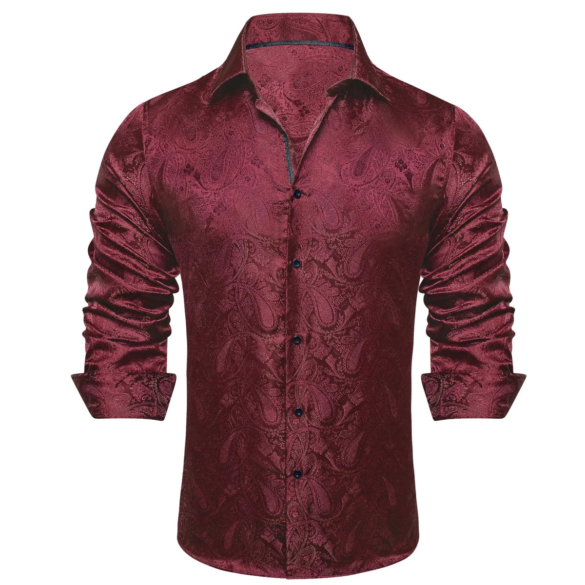 AILISUS Men's Oversize Floral Jacquard Paisley Button Shirt - Black/Gray, Business Casual Work Wear, Ideal for Dances, Graduation, Show, Party Wear, Gifting Option