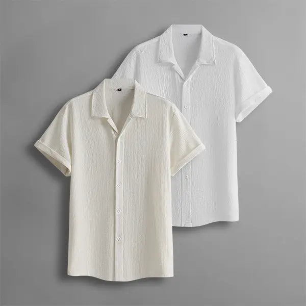 4-Pack Men’s Summer Short-Sleeve Shirts – Wrinkled Texture, Trendy Casual Loose Fit, Versatile Tops for Men Shortsleeve
