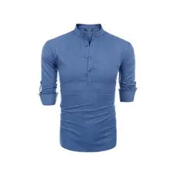 COOFANDY Week Men's Cotton Linen Henley Shirt Long Sleeve Hippie Casual Beach T Shirts Menswear Soft Beach Wear Breathable Vneck Fashion Lightweight Stylish Slim Fit（runs small ）