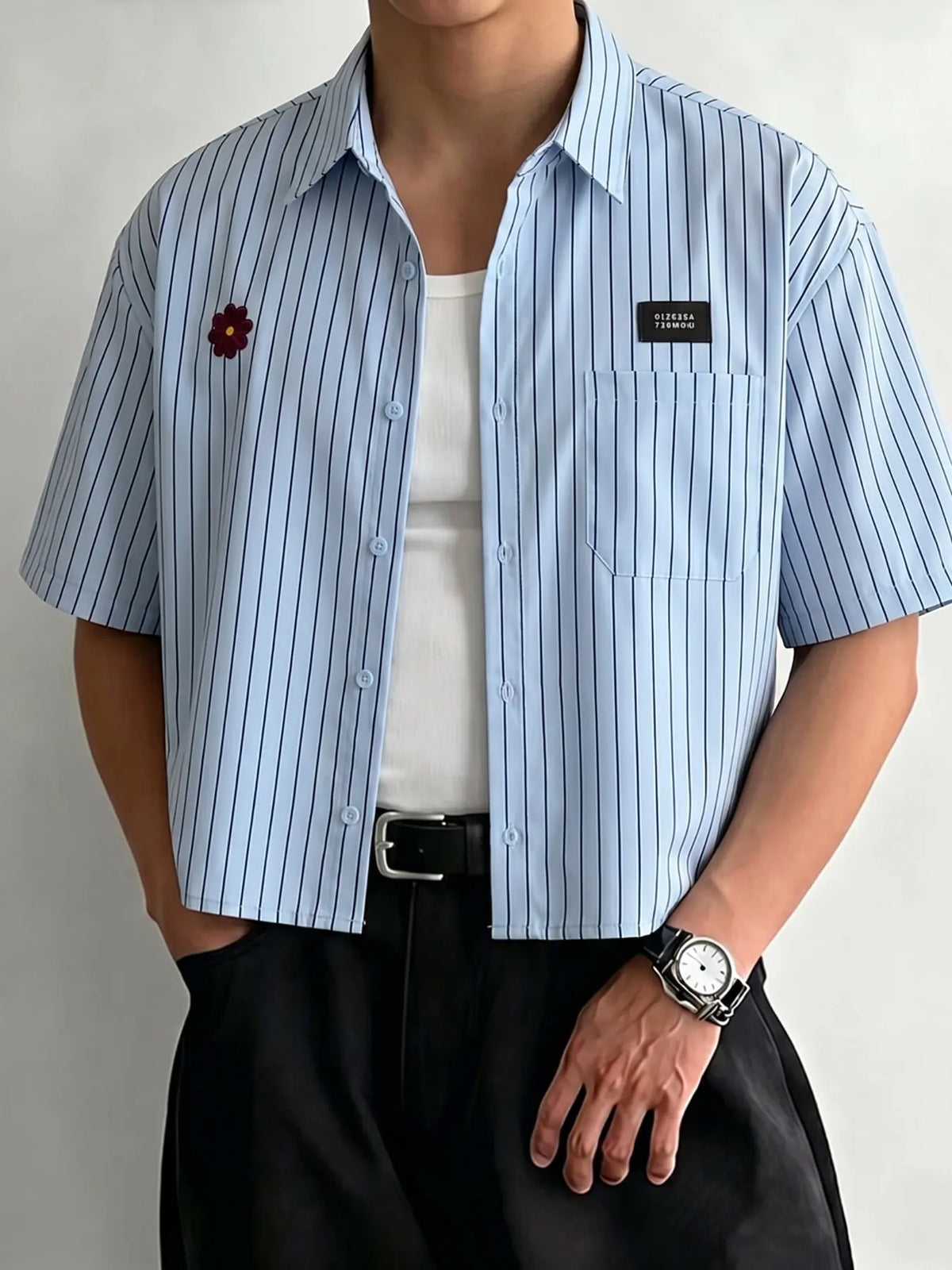 INCERUN Men's Fashion Short Sleeve Casual Floral Shirt, Comfortable Daily Wear, Summer Men's Shirt, Floral Print Shirts