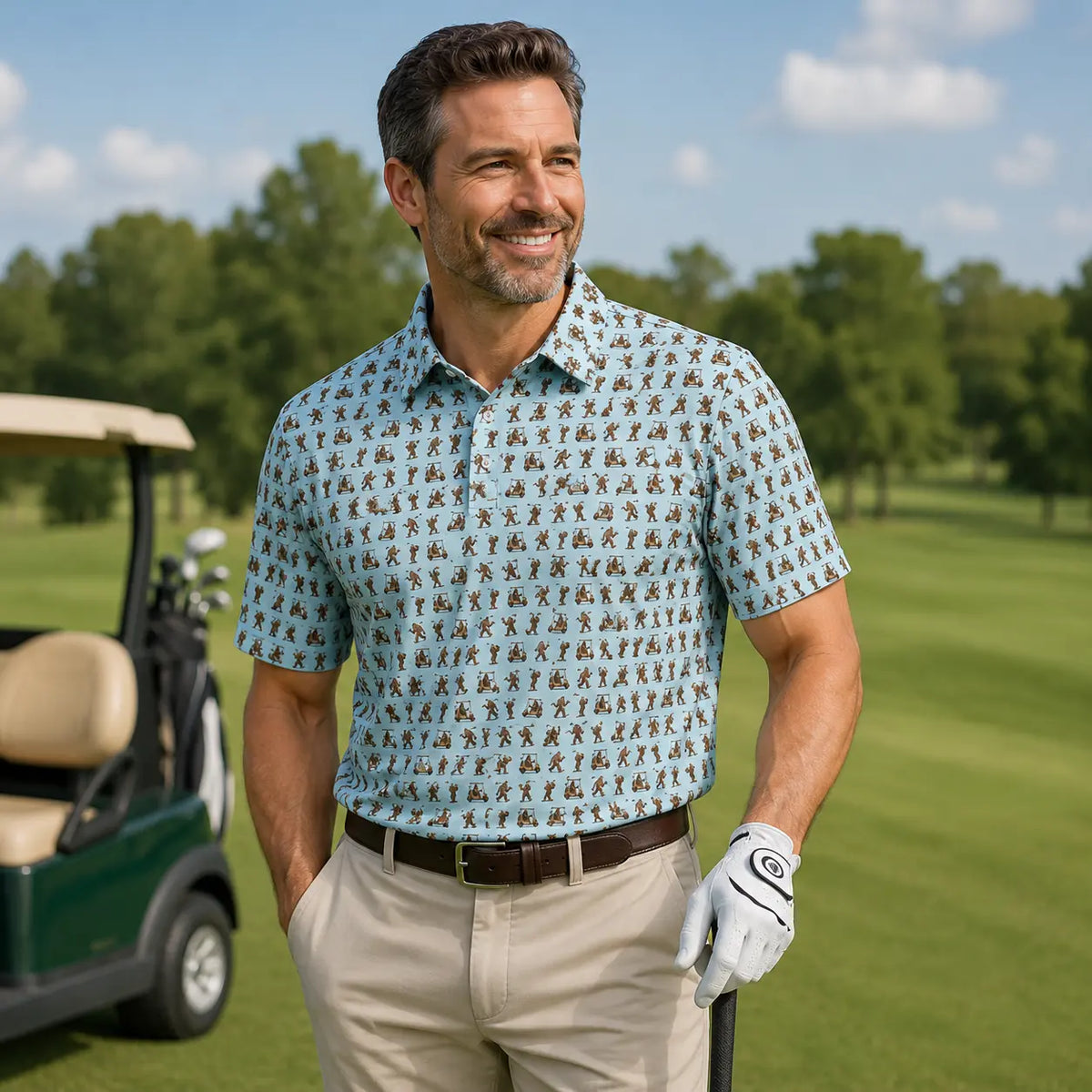 Sasquatch Golf Polo Shirt for Men – Funny Bigfoot Golf Apparel