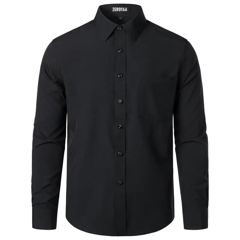 ZEROYAA Men's Regular Fit Solid Shirt - Orange, Beige, Wrinkle-Free Polyester, Long Sleeves, Button Down, Pocket, Casual-Business, 4th of July, All-Season Wear, Basic Look Menswear