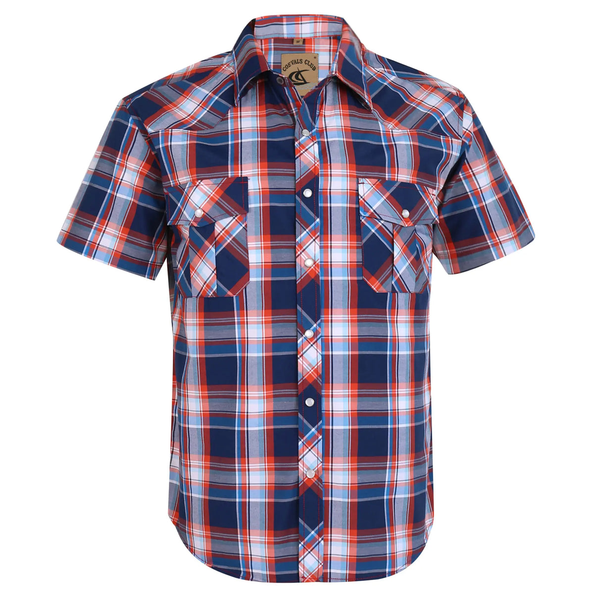 Summer Outfit COEVALS CLUB Summer Vibes Men's Western Cowboy Shirt Pearl Snap Short Sleeve Plaid Work Shirts High-End Fabric Classic Fit Menswear Top Shortsleeve,clothes for back to school,first day of school outfits