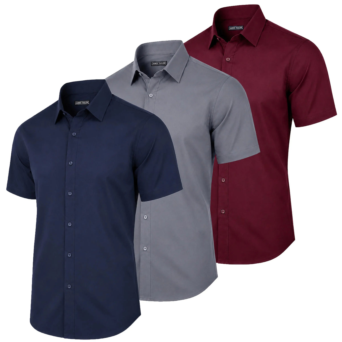 Men's 3 Pack Short Sleeve Stretch Dress Shirt (Sizes, S to 3XL)