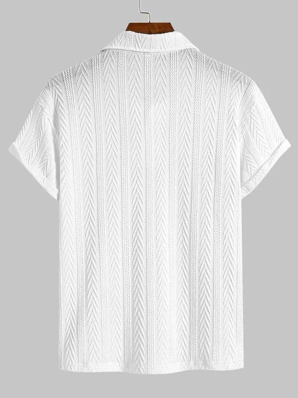 Men's Retro Casual Polo Shirt Short Sleeve Button Front Shirt Turn Down Collar Geometric Print Top Summer Golf Outfit Streetwear Vacation Everyday Shirt