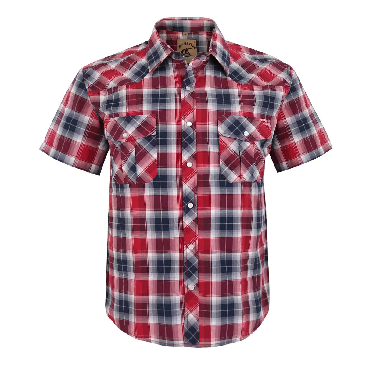 Summer Outfit COEVALS CLUB Summer Vibes Men's Western Cowboy Shirt Pearl Snap Short Sleeve Plaid Work Shirts High-End Fabric Classic Fit Menswear Top Shortsleeve,clothes for back to school,first day of school outfits