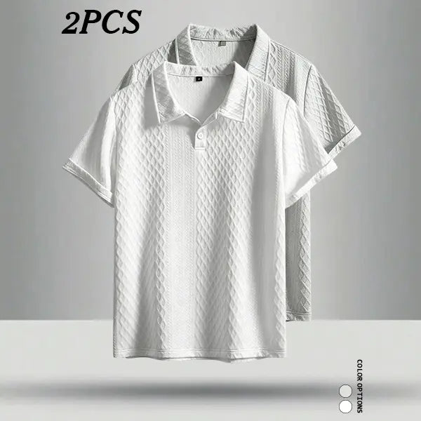 3-Pack men‘s summer outdoor casual jacquard polo shirts—the textured fabric resists shape distortion, and the traditional lapel is perfect for business meetings and everyday shopping/casual wear.