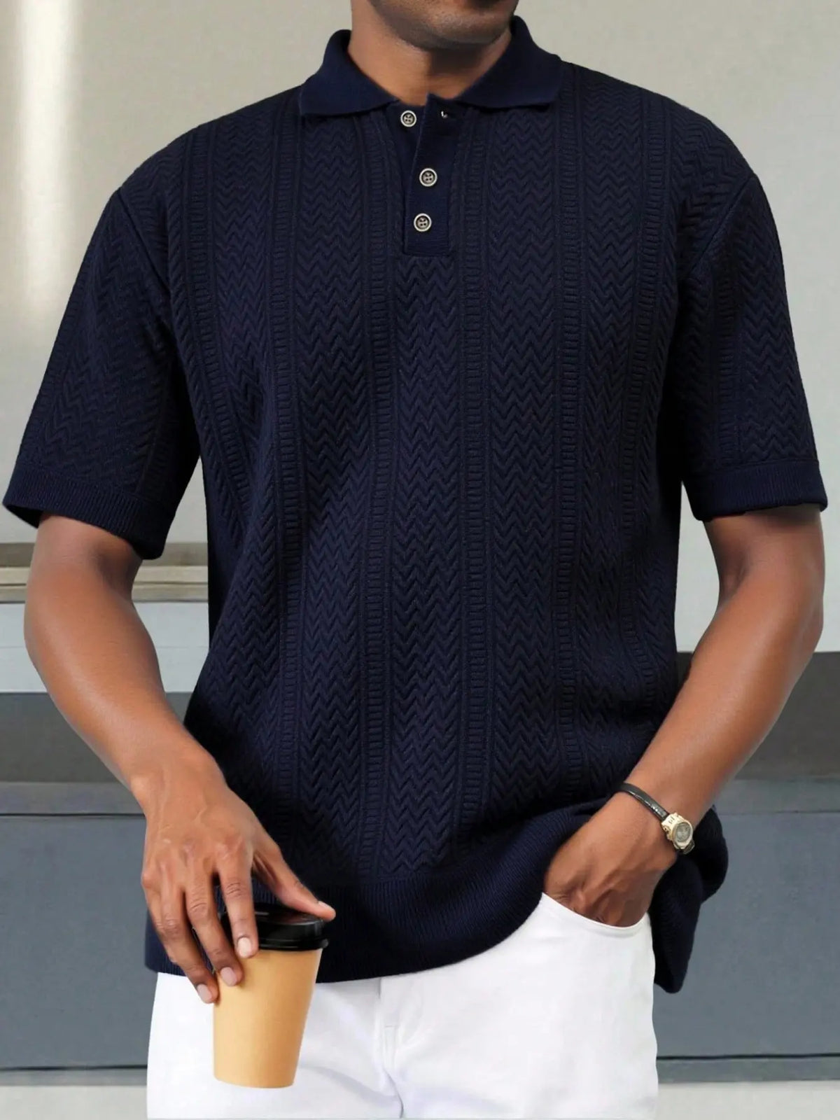 Men's Regular Fit Solid Short Sleeve Polo Shirt, Casual Fashion Breathable Comfy Knitting Top for Summer, Men's Clothes Menswear for Daily Wear, Gamis
