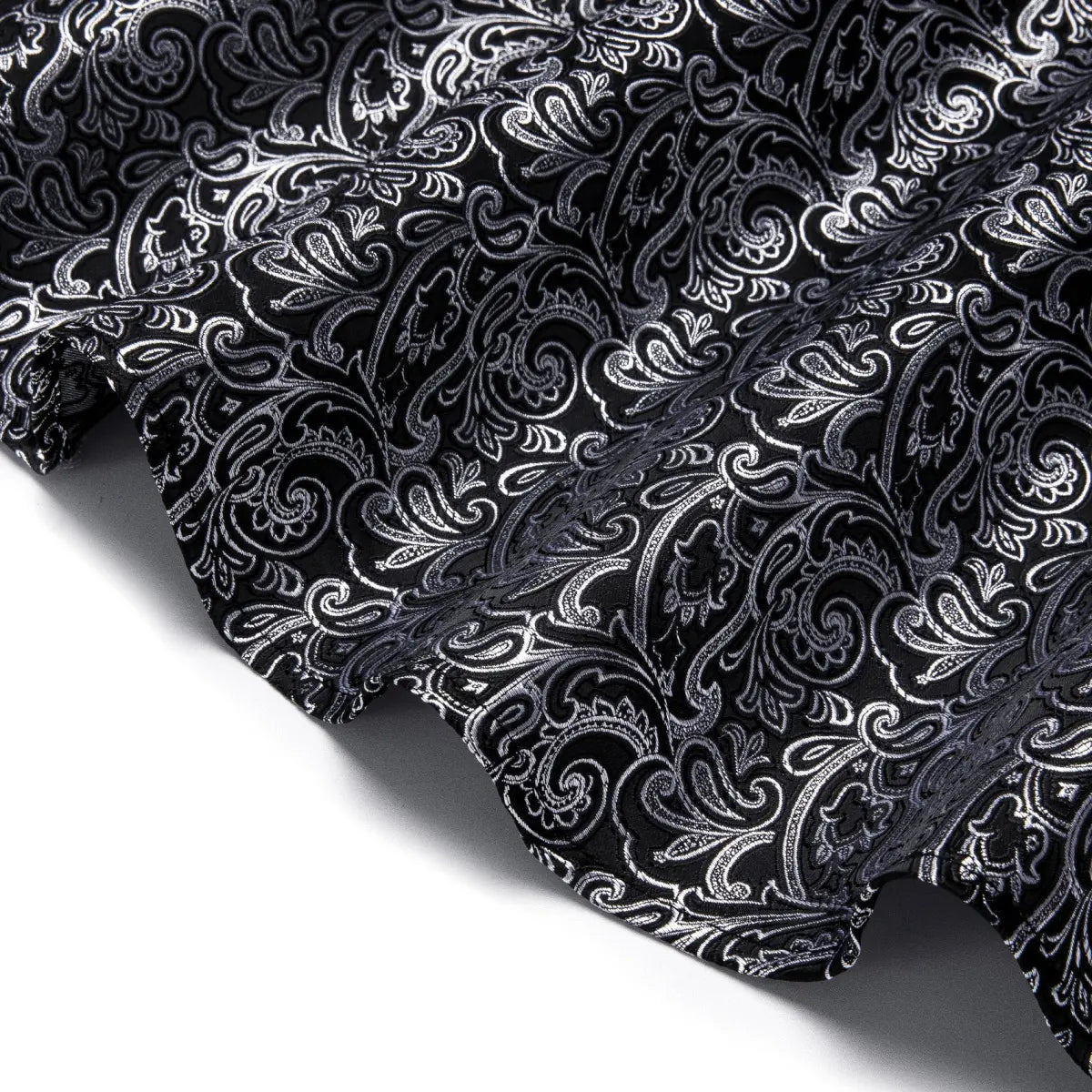AILISUS Men's Oversize Floral Jacquard Paisley Button Shirt - Black/Gray, Business Casual Work Wear, Ideal for Dances, Graduation, Show, Party Wear, Gifting Option