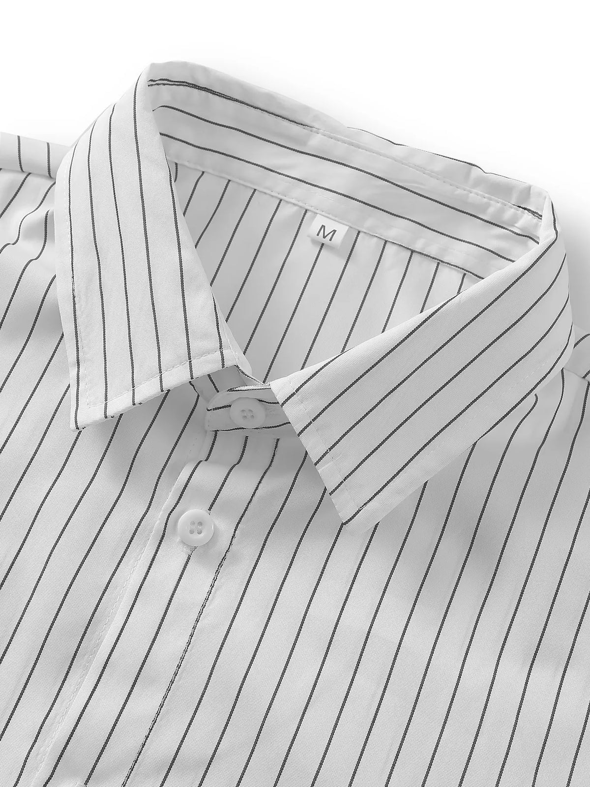 Men's Simple Striped Cropped Button Down Shirt, Casual Trendy Shirt, Regular Short Sleeve Casual Top For Streetwear, Casual Summer Clothes, Casual Summer Clothing