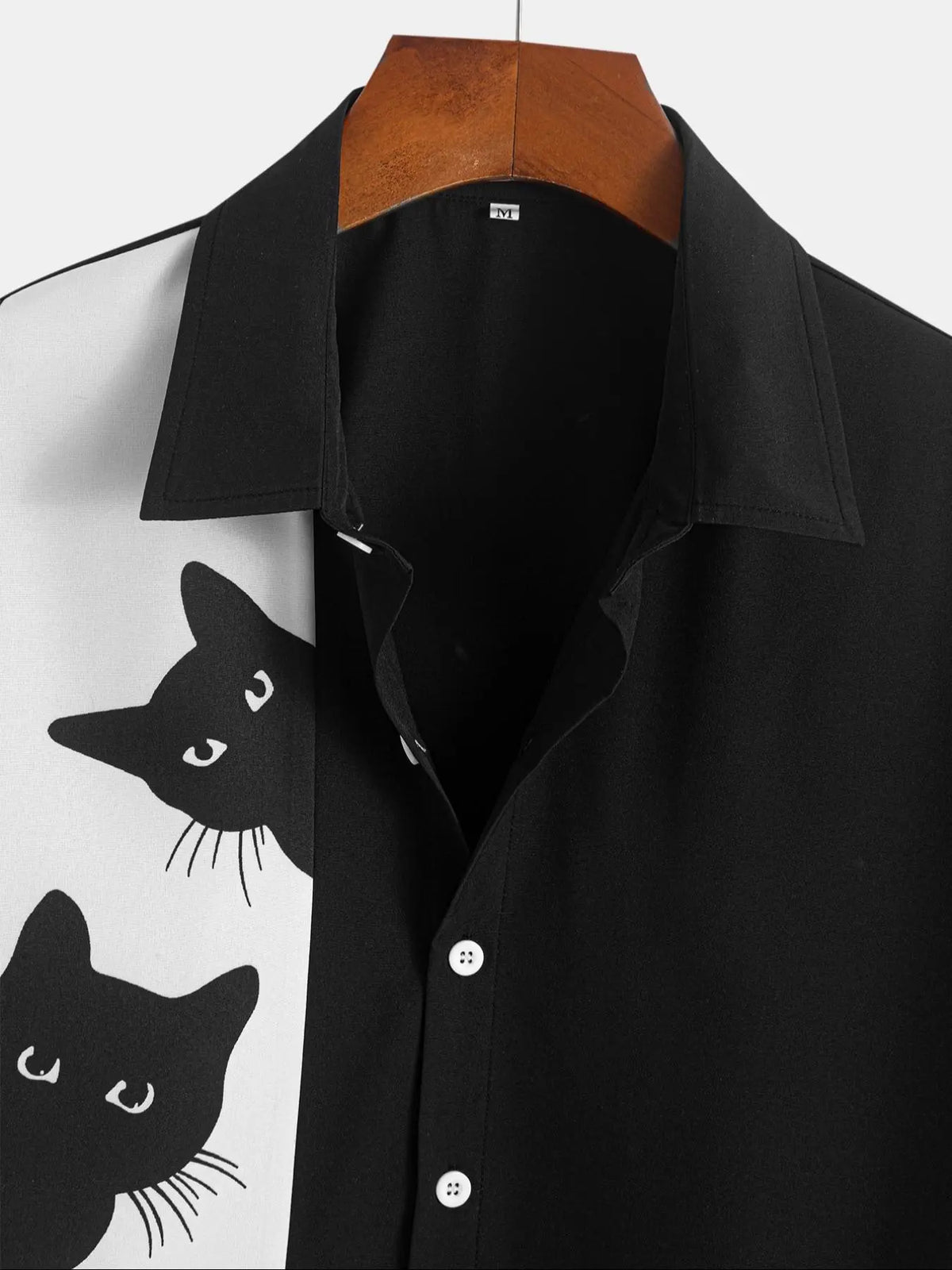 Men's Cat Print Button Front Shirt, Regular Fit Casual Short Sleeve Collared Top for Summer, Fashion Men's Top for Daily Wear, Animal Print Shirt, Casual Buttons Collared, Collared Shirts