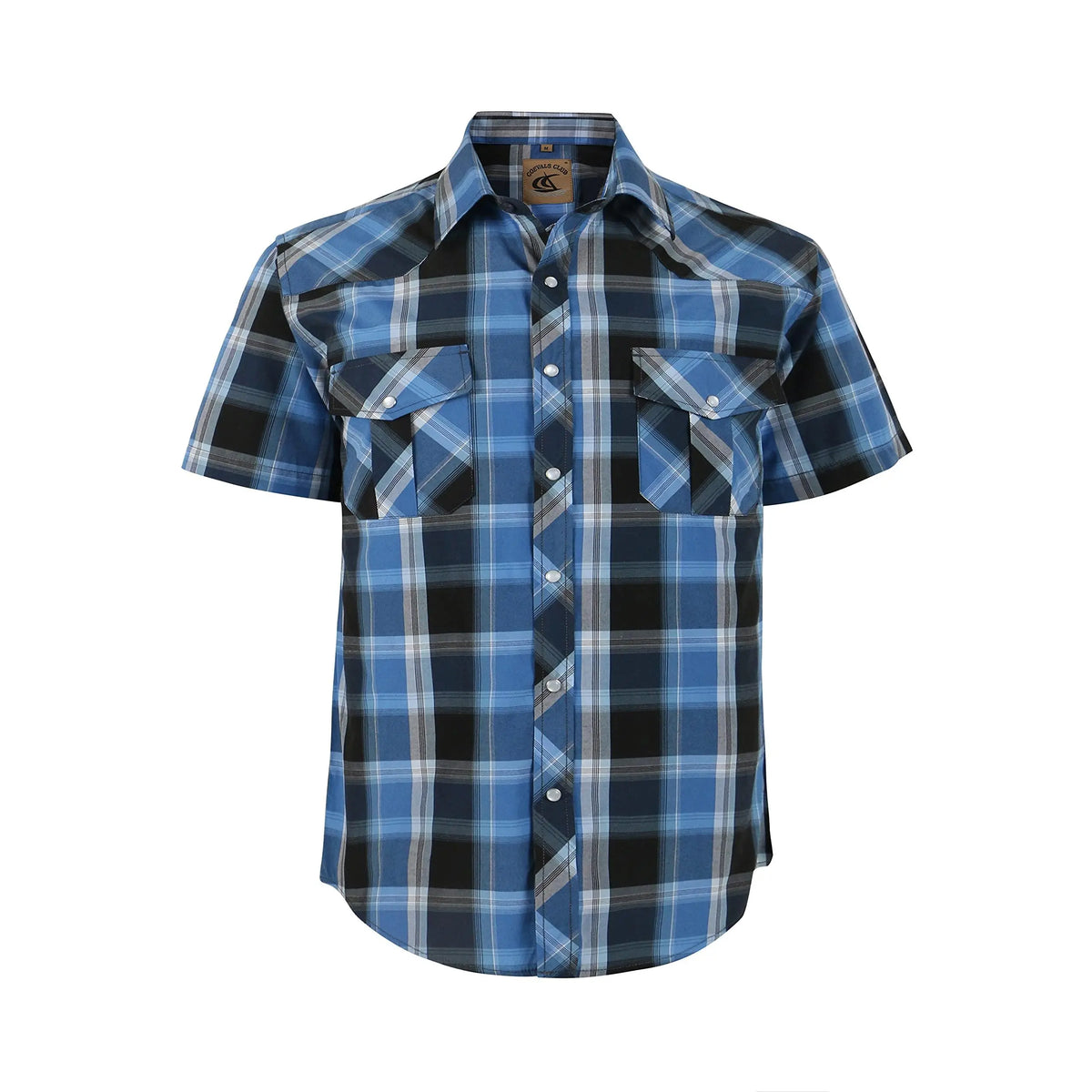 Summer Outfit COEVALS CLUB Summer Vibes Men's Western Cowboy Shirt Pearl Snap Short Sleeve Plaid Work Shirts High-End Fabric Classic Fit Menswear Top Shortsleeve,clothes for back to school,first day of school outfits