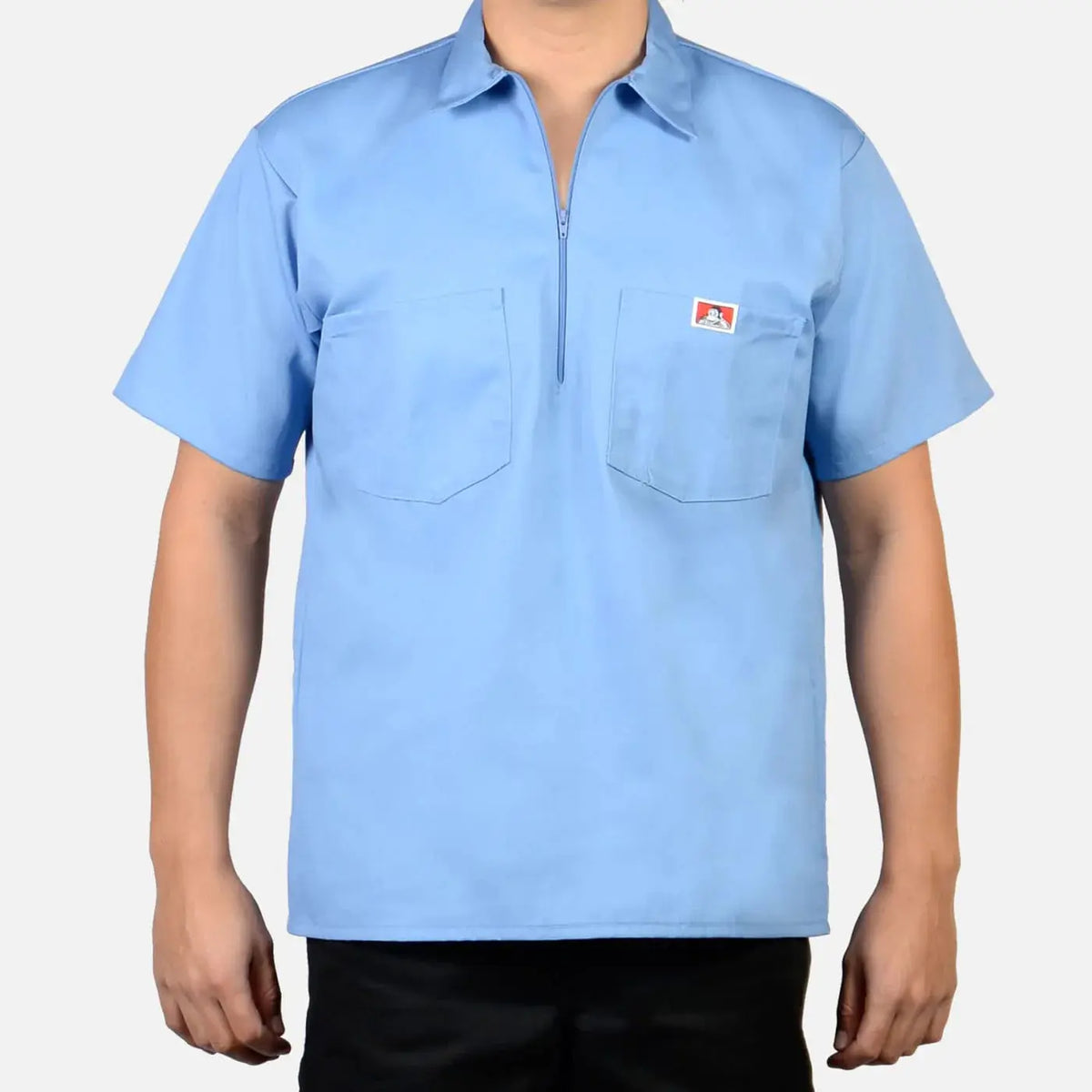 Ben Davis Men's Original Plenty Tough Fabric Plain Workwear Shirt - Short Sleeve, Half-Zip Neck, Chest Pockets with Pencil Pouch, Built for Work, Workwear Ready, Easy Movement, All-Season Casual Top (Up to 3XL)