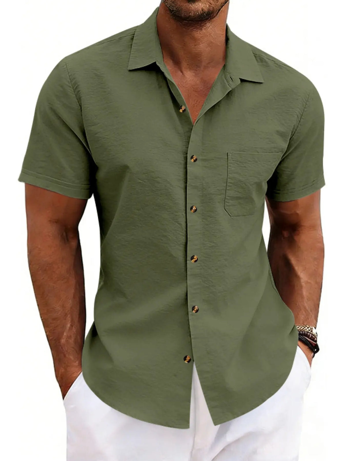 Men's Summer Tropical Loose Fit Relaxed Fit Shirt, Top, Iron-Free Casual Business Collar Button-Up Open Front, Beach Short Sleeve Shirt, Comfortable and Stylish, Lapel Collared Shirt