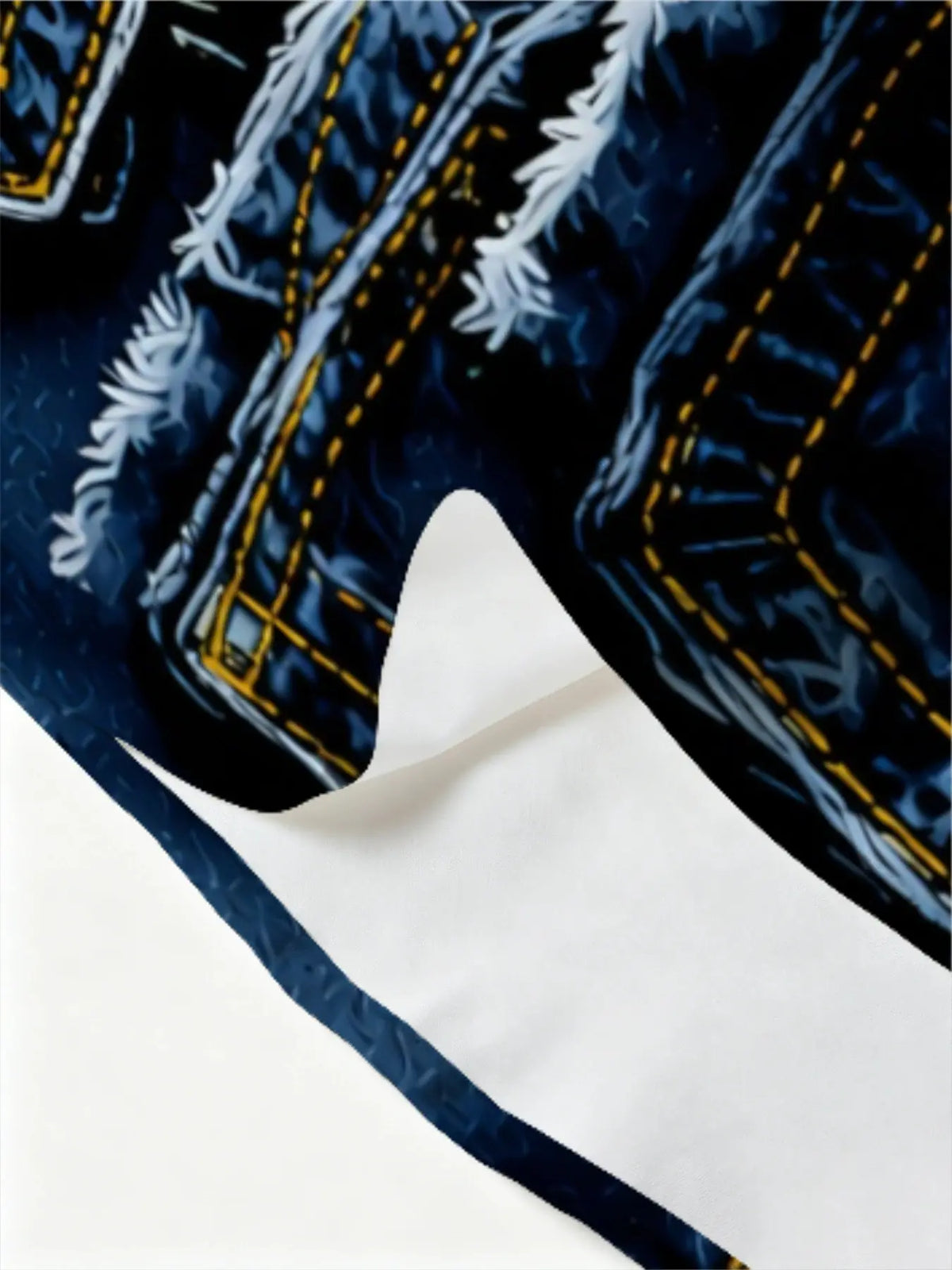Men's Long Sleeve Casual Collared Shirt, Fashion Trendy Denim Pattern Print Design, Personalized Printed Casual Versatile Top, Casual Fabric Clothing