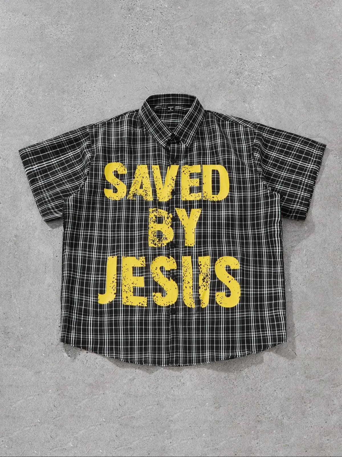 Men's Plaid Print & Letter Print Short Sleeve Shirt, Regular Fit Casual Comfy Top for Daily Wear, Men's Casual Comfy Collared Clothes for All Seasons, Button Front Shirts, Casual Printed, Checked Plaid Shirt