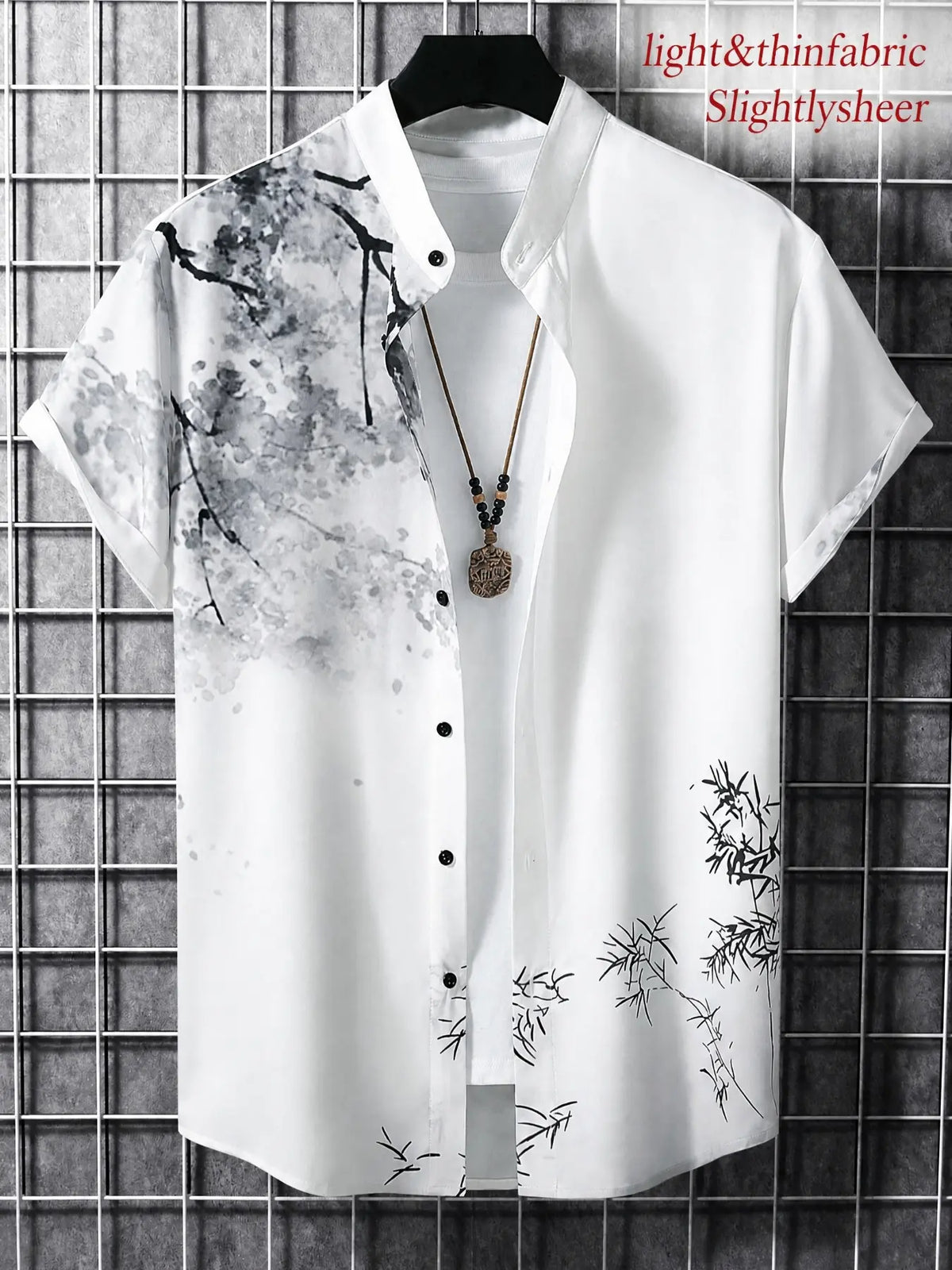 Men's Casual Floral Print Button Front Shirt, Short Sleeve Stand Collar, Spring Summer Fashion, Comfortable Daily Wear Button Up