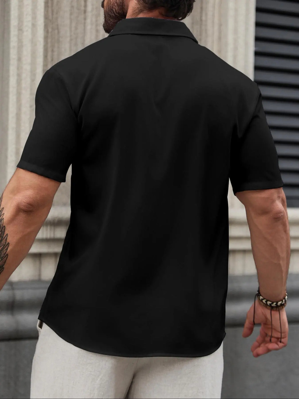 Men's Regular-Fit Solid Color Short-Sleeve Button-Front Shirt, Menswear Classic Casual Collared Top for Summer Daily Wear, Button Down Front