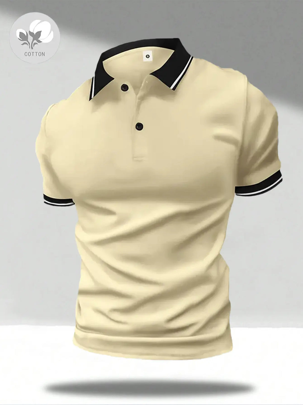 Men's Classic 100% Cotton Fitted Short Sleeve Polo Shirt - Retro, Elegant Minimalist Top for Golf, Business Casual Menswear, Business Casual Polo Shirts, Button