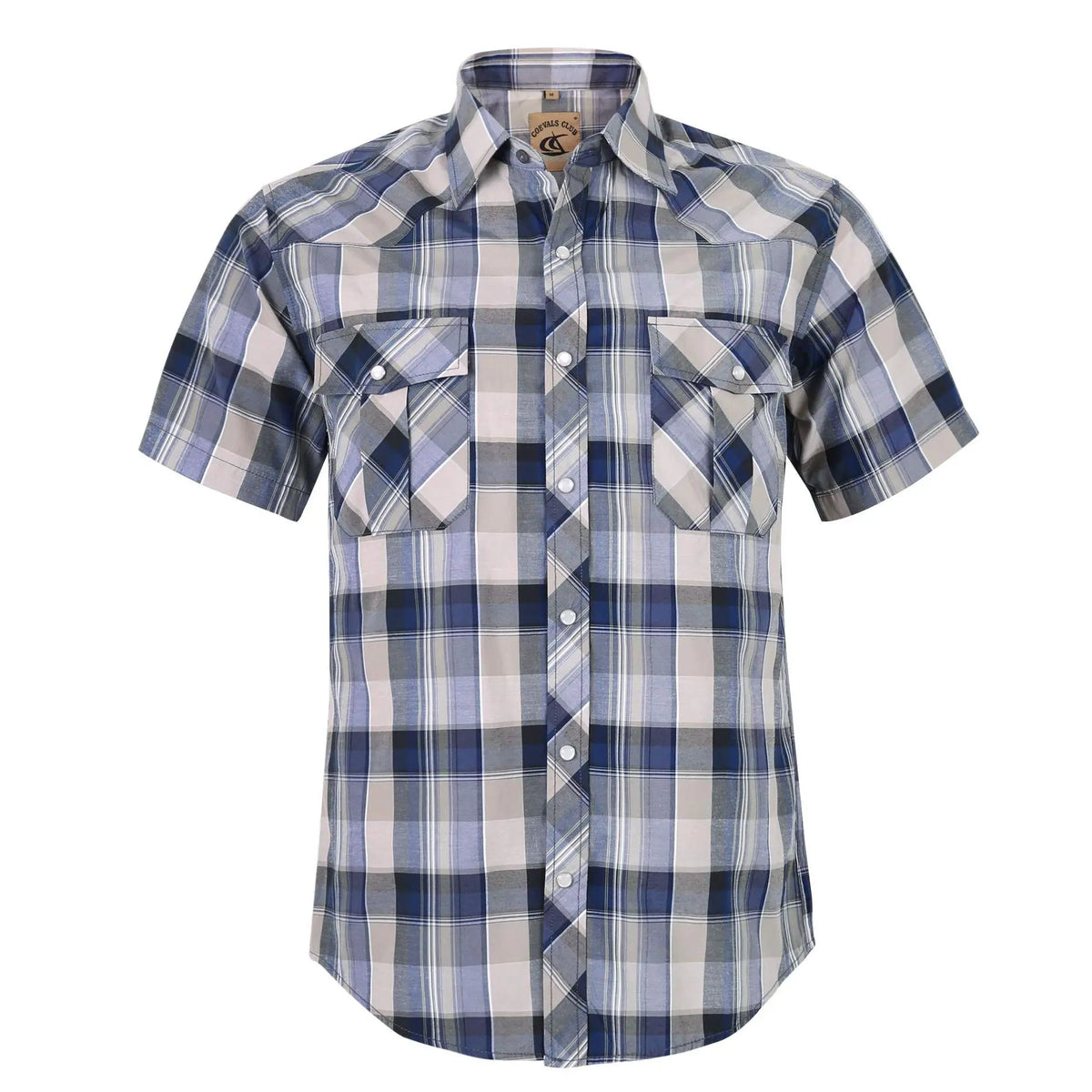 Summer Outfit COEVALS CLUB Summer Vibes Men's Western Cowboy Shirt Pearl Snap Short Sleeve Plaid Work Shirts High-End Fabric Classic Fit Menswear Top Shortsleeve,clothes for back to school,first day of school outfits