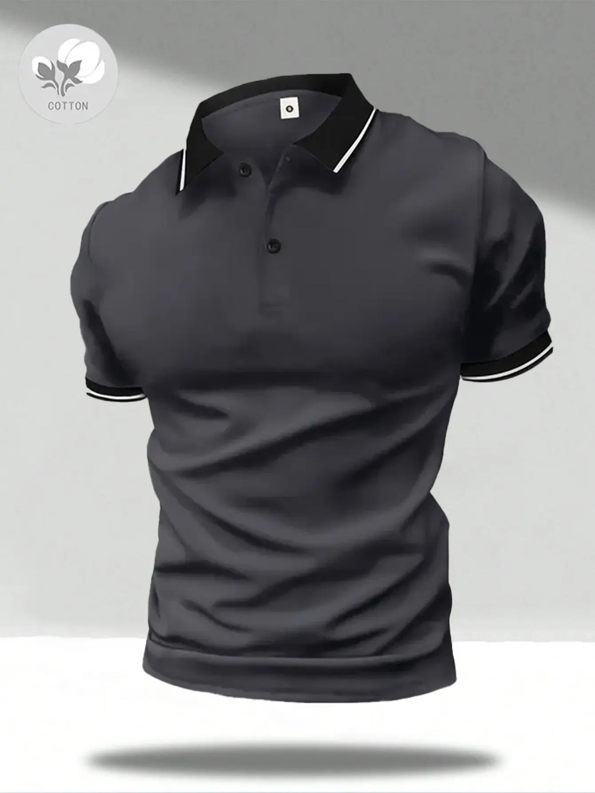 Men's Classic 100% Cotton Fitted Short Sleeve Polo Shirt - Retro, Elegant Minimalist Top for Golf, Business Casual Menswear, Business Casual Polo Shirts, Button